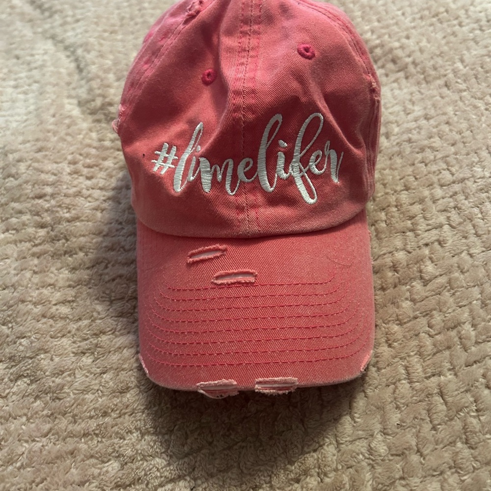 Coral Pink Vintage Style distressed Ball Cap Limelife by Alcone #limelifer